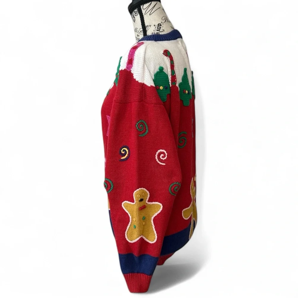 Jack B. Quick Holiday Christmas Gingerbread Whimsical Unique Ugly VTG Sweater